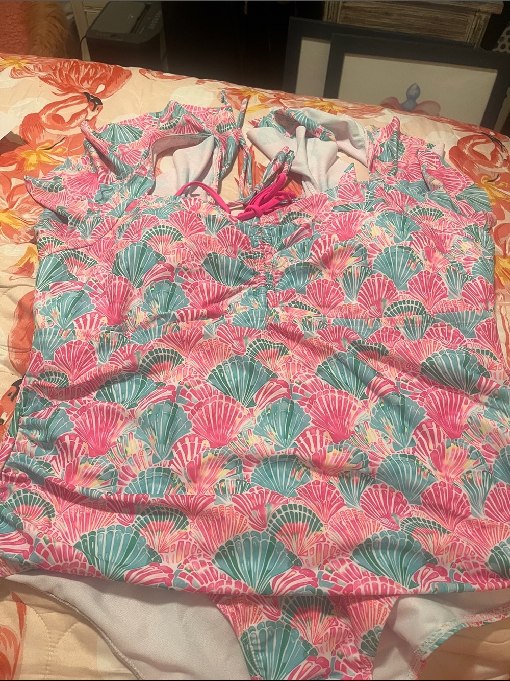 Adorable bright colored shell one piece